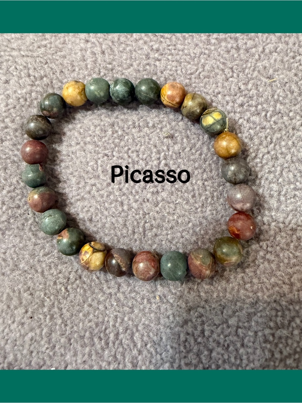 Picasso Jasper Bead Stretch Bracelet - Handmade Men’s Accessory